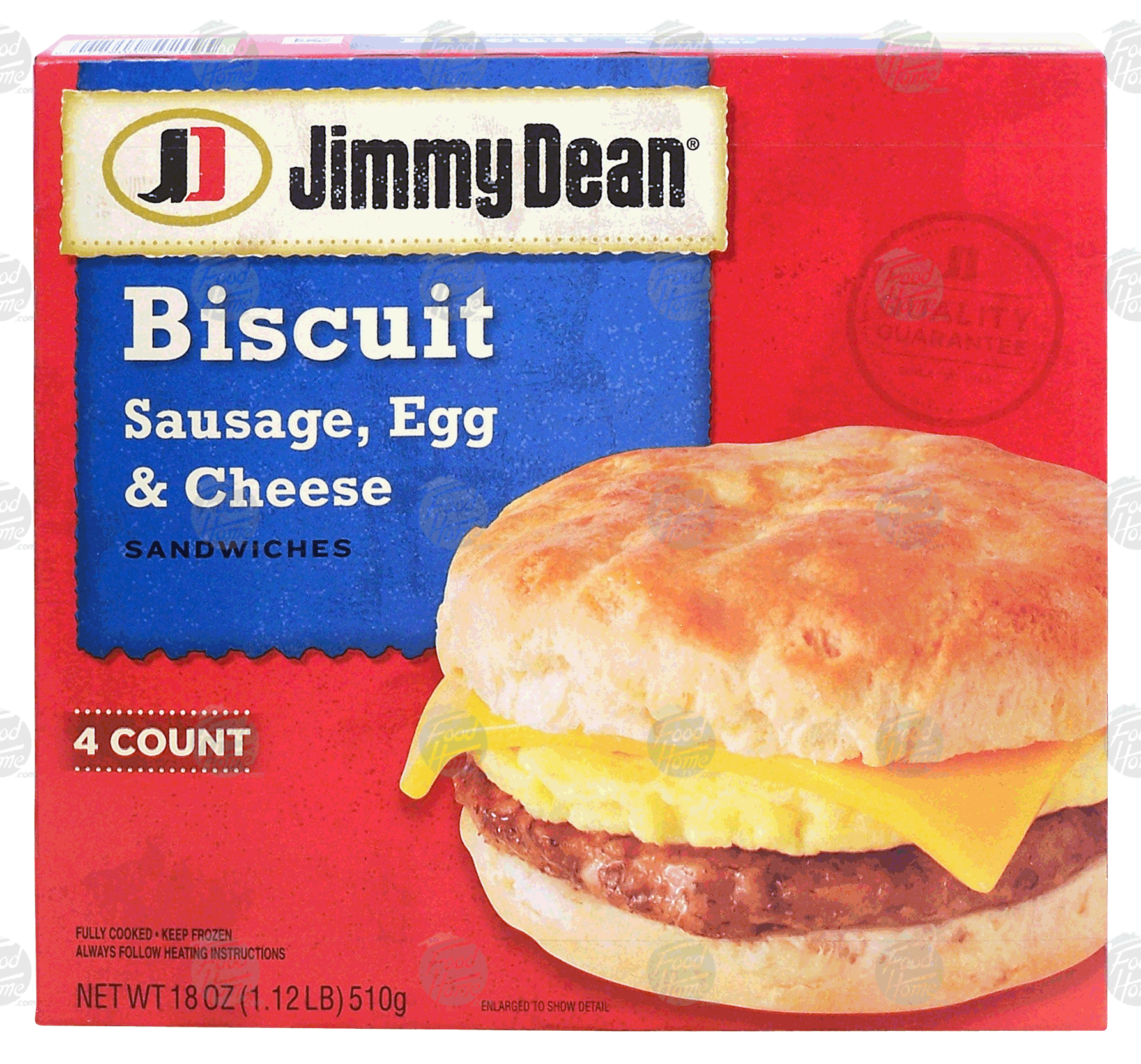 Jimmy Dean  biscuit sandwiches with sausage,egg & cheese, 4-count, fully cooked Full-Size Picture